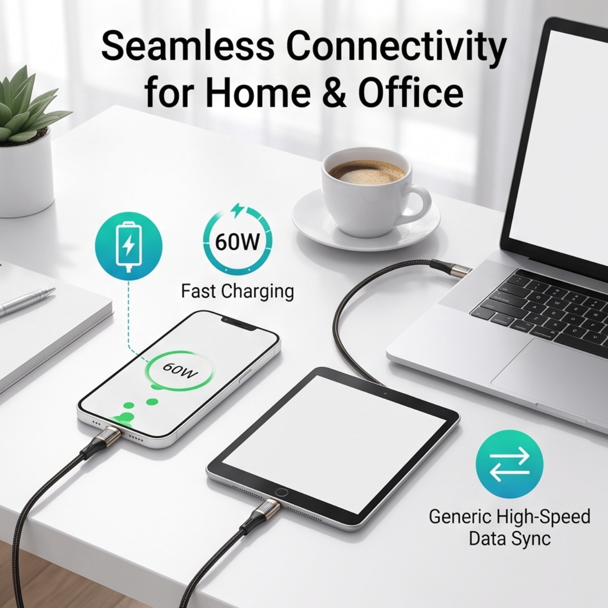 Braided 60W Fast Charging Cable - Image 2