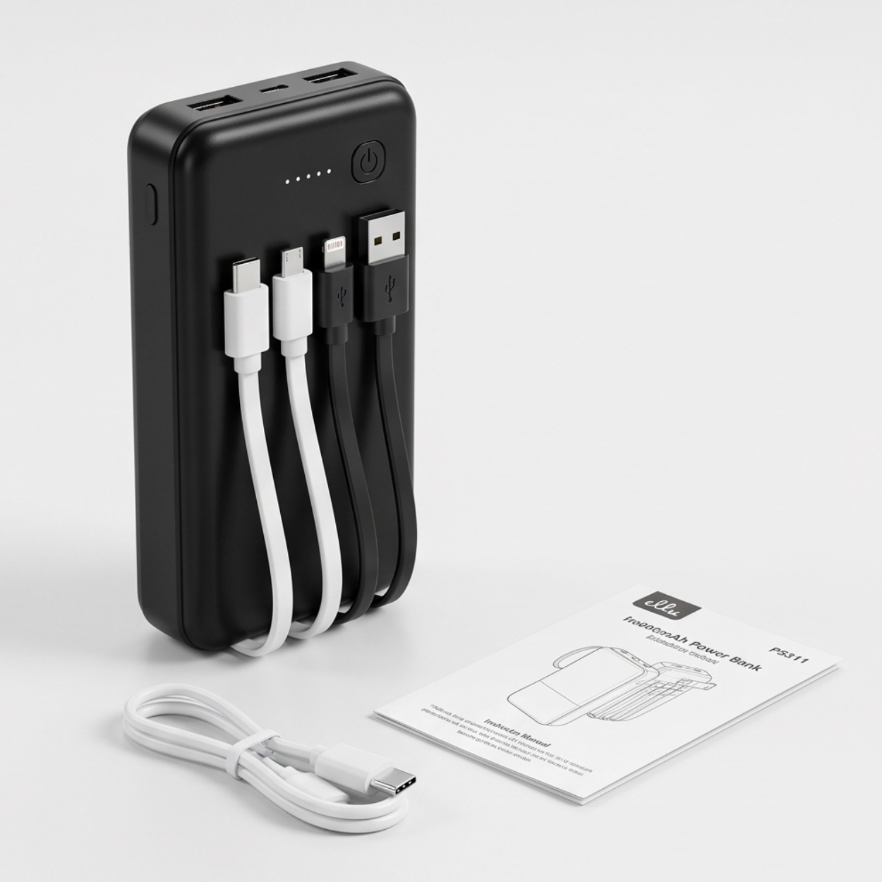 20000mAh Power Bank Built-in Cables - Image 4