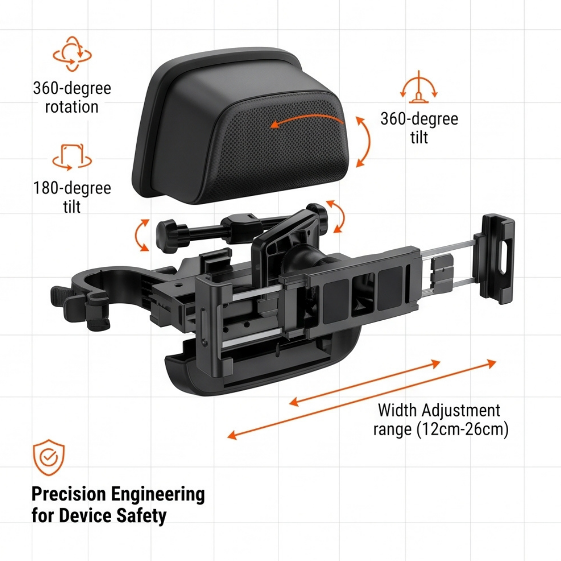Universal Car Headrest Tablet & Phone Mount Holder - Image 2