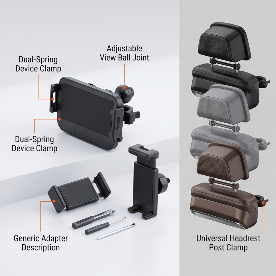 Universal Car Headrest Tablet & Phone Mount Holder - Image 4