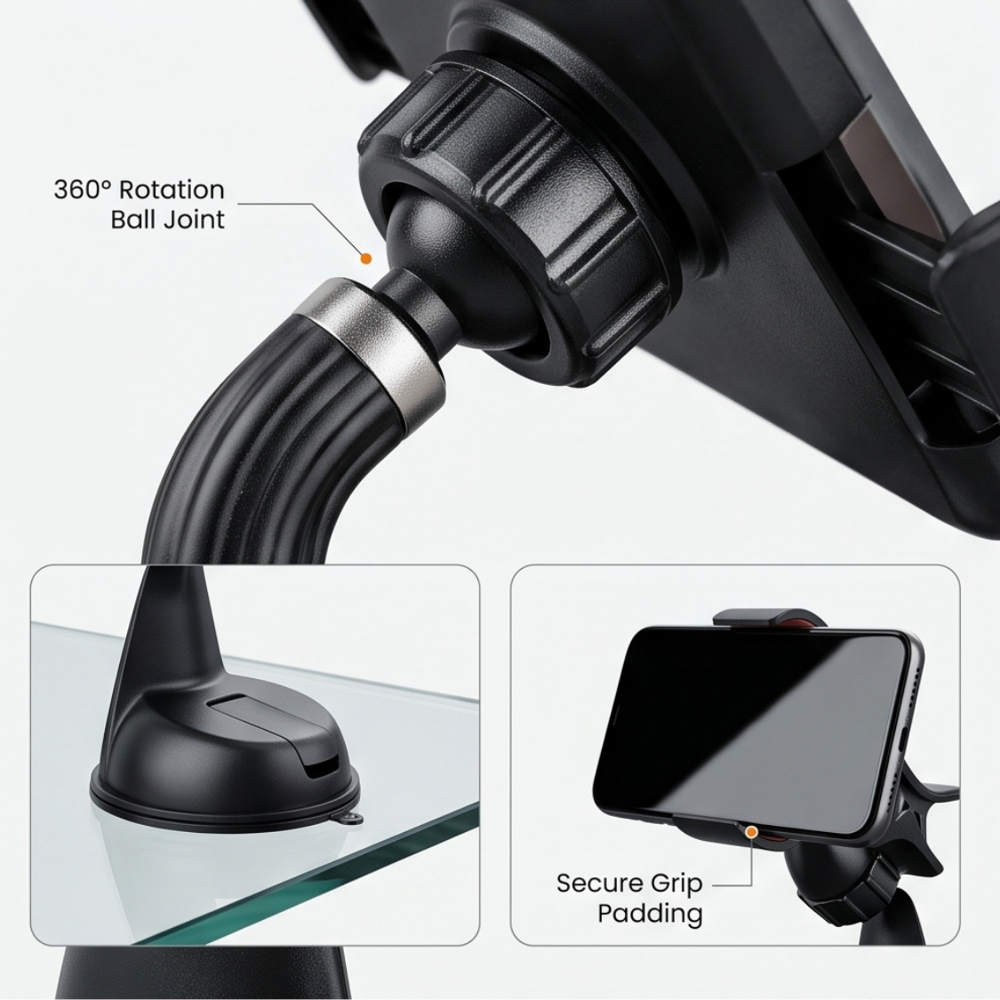 Universal Suction Cup Dashboard & Windshield Car Phone Holder - Image 2