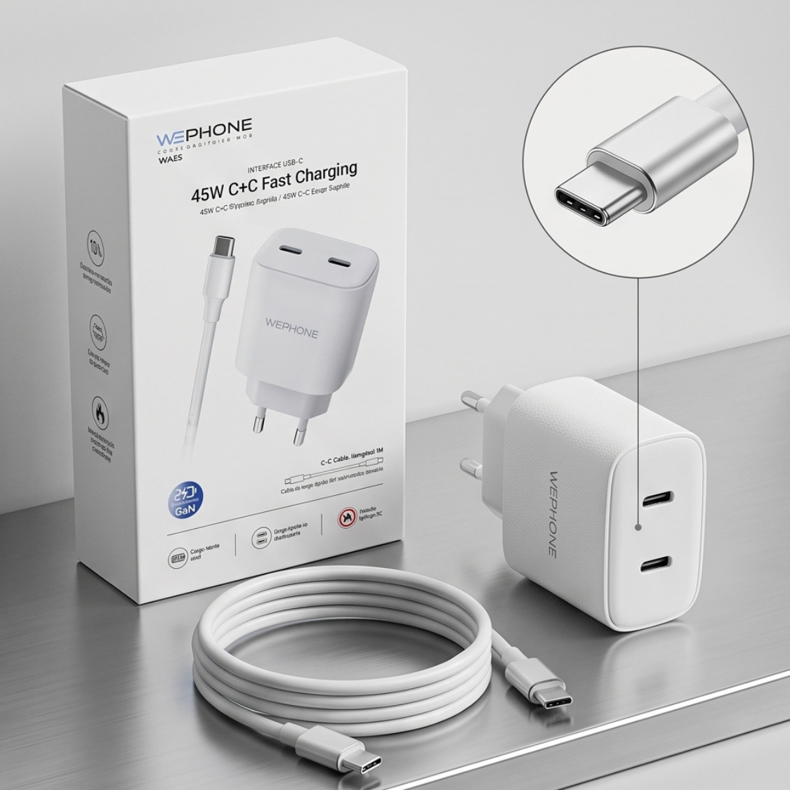 45W GaN Dual USBC Charger
